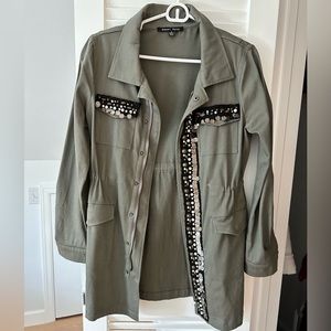 Army green beaded light weight jacket